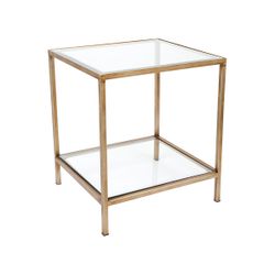 Cocktail Glass Square Side Table - Antique Gold