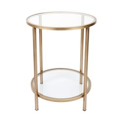 Cocktail Glass Round Side Table - Antique Gold