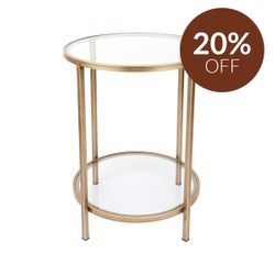 Cocktail Glass Round Side Table - Antique Gold
