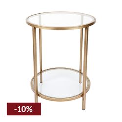 Cocktail Glass Round Side Table - Antique Gold