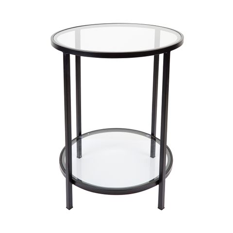 Cocktail Glass Round Side Table - Black