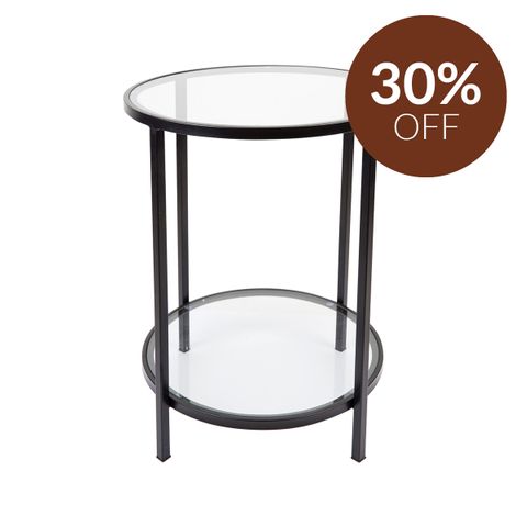 Cocktail Glass Round Side Table - Black