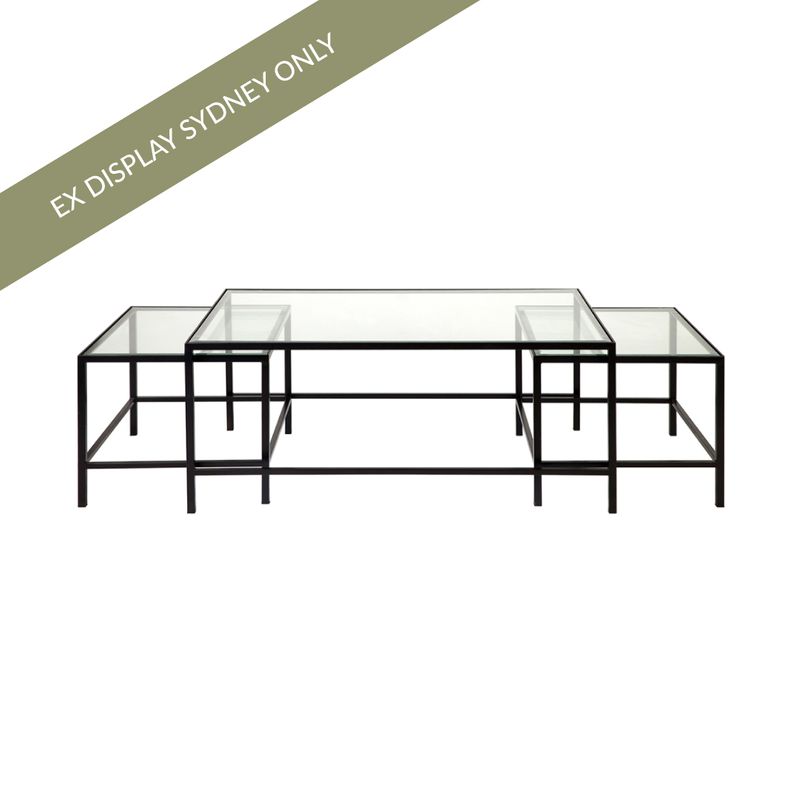 Cocktail Glass Nesting Coffees Table - Black