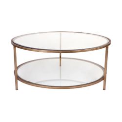 Cocktail Glass Round Coffee Table - Antique Gold