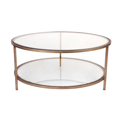 Cocktail Glass Round Coffee Table - Antique Gold