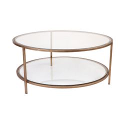 Cocktail Glass Round Coffee Table - Antique Gold