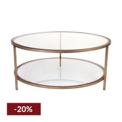 Cocktail Glass Round Coffee Table - Antique Gold