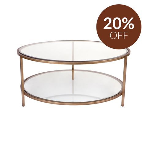 Cocktail Glass Round Coffee Table - Antique Gold
