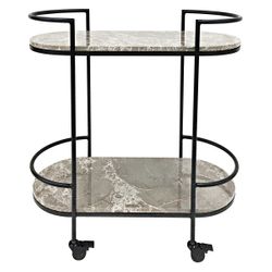 Southside Grey Marble Bar Cart - Black