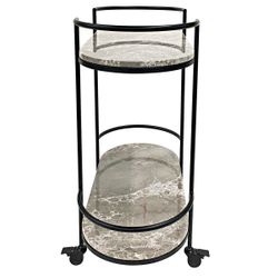 Southside Grey Marble Bar Cart - Black