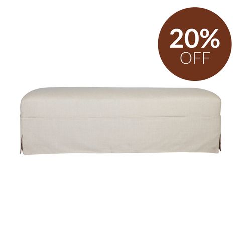 Brighton Slip Cover Bench Ottoman - Natural Linen