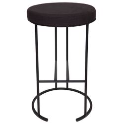 Blackley Black Iron Kitchen Stool - Black Linen