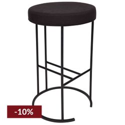 Blackley Black Iron Kitchen Stool - Black Linen