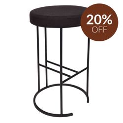 Blackley Black Iron Kitchen Stool - Black Linen