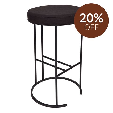 Blackley Black Iron Kitchen Stool - Black Linen