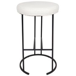 Blackley Black Iron Kitchen Stool - Natural Linen