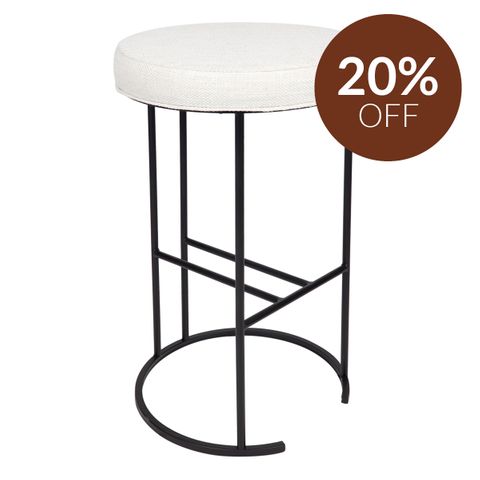 Blackley Black Iron Kitchen Stool - Natural Linen