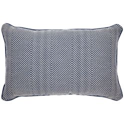 Candace Rectangle Feather Cushion - Chevron Blue Linen