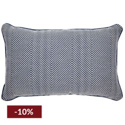 Candace Rectangle Feather Cushion - Chevron Blue Linen