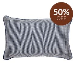 Candace Rectangle Feather Cushion - Chevron Blue Linen