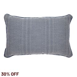 Candace Rectangle Feather Cushion - Chevron Blue Linen