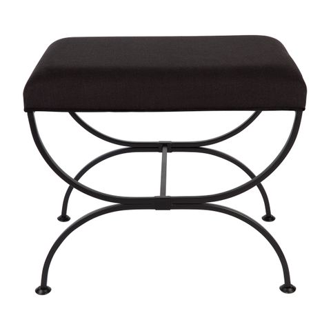 Novak Black Iron Stool - Black Linen