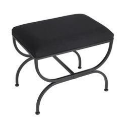 Novak Black Iron Stool - Black Linen