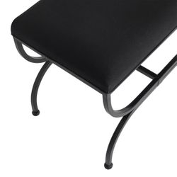 Novak Black Iron Stool - Black Linen