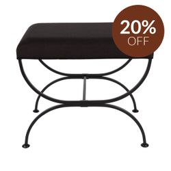 Novak Black Iron Stool - Black Linen