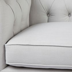 Tuxedo 3 Seater Tufted Sofa - Cool Grey Linen