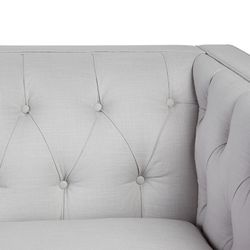 Tuxedo 3 Seater Tufted Sofa - Cool Grey Linen