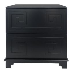 Greek Key Bedside Table - Black