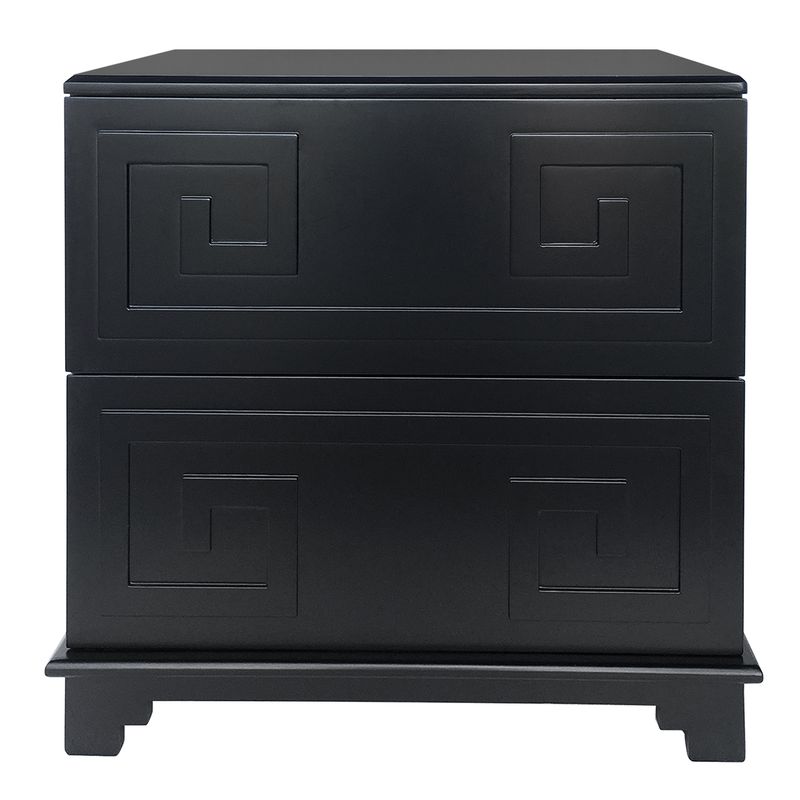 Greek Key Bedside Table - Black