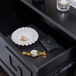 Greek Key Bedside Table - Black