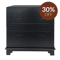 Greek Key Bedside Table - Black