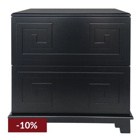 Greek Key Bedside Table - Black