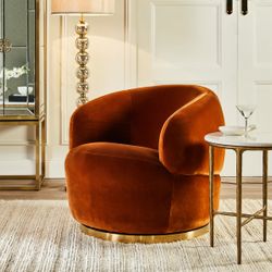 Tubby Swivel Arm Chair - Caramel Velvet