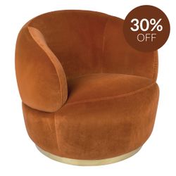 Tubby Swivel Arm Chair - Caramel Velvet