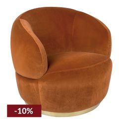 Tubby Swivel Arm Chair - Caramel Velvet