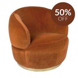 Tubby Swivel Arm Chair - Caramel Velvet