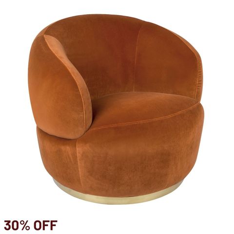 Tubby Swivel Arm Chair - Caramel Velvet