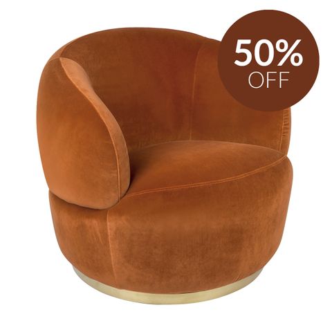 Tubby Swivel Arm Chair - Caramel Velvet