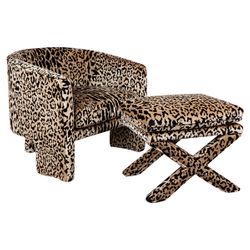 Kylie Arm Chair -  Leopard Chenille