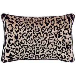 Serene Rectangle Feather Cushion - Leopard Chenille w Black Velvet