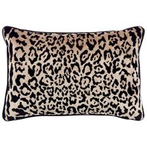 Serene Rectangle Feather Cushion - Leopard Chenille w Black Velvet