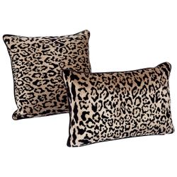 Serene Rectangle Feather Cushion - Leopard Chenille w Black Velvet