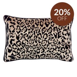Serene Rectangle Feather Cushion - Leopard Chenille w Black Velvet