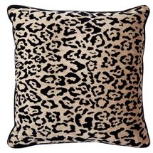 Serene Square Feather Cushion - Leopard Chenille w Black Velvet