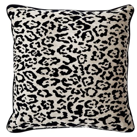 Serene Square Feather Cushion - Leopard Chenille w Black Velvet *LIMITED EDITION*