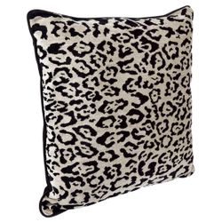Serene Square Feather Cushion - Leopard Chenille w Black Velvet *LIMITED EDITION*